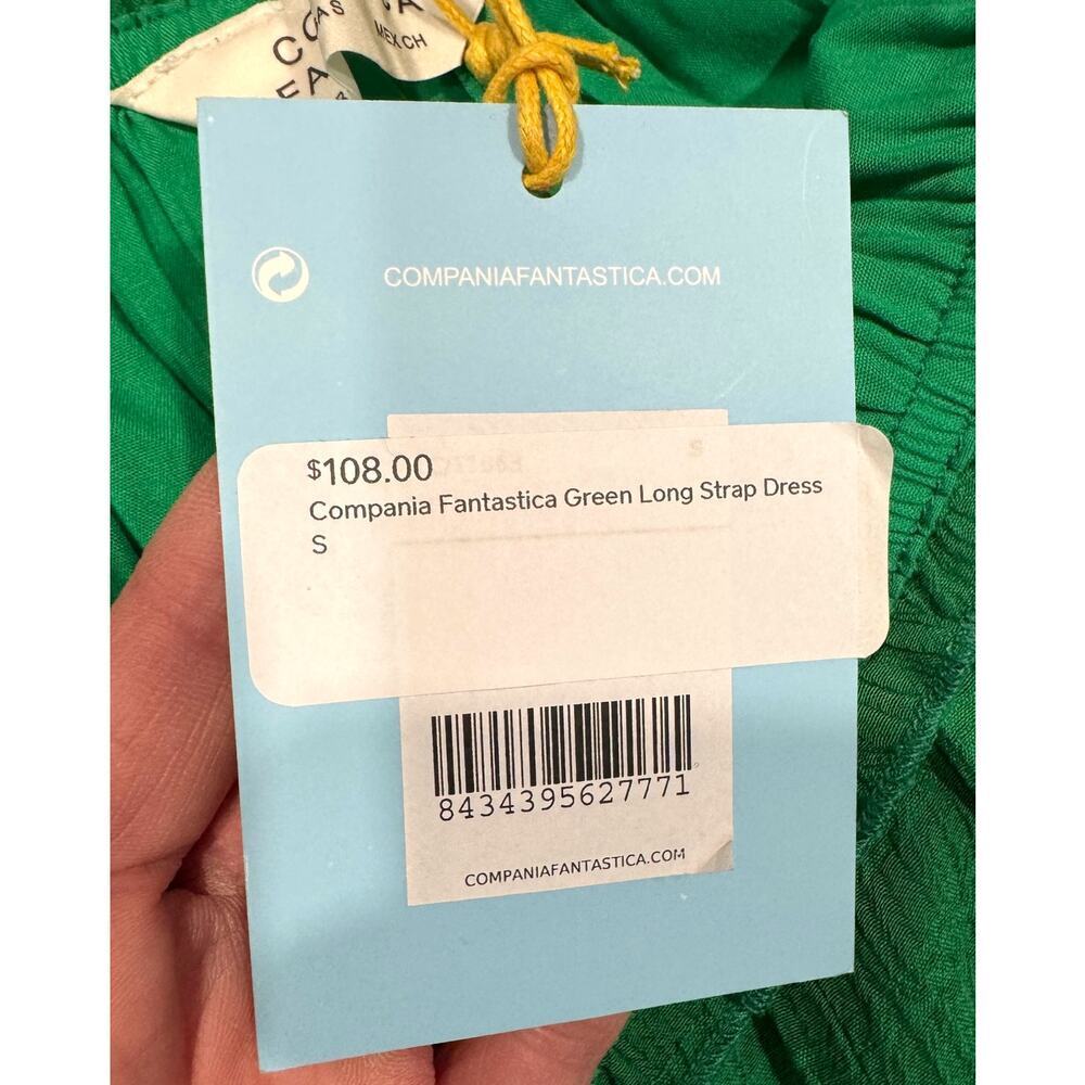 NWT Compania Fantastica Green Tie-Waist Spaghetti Strap Maxi Dress Size S - Picture 6 of 6